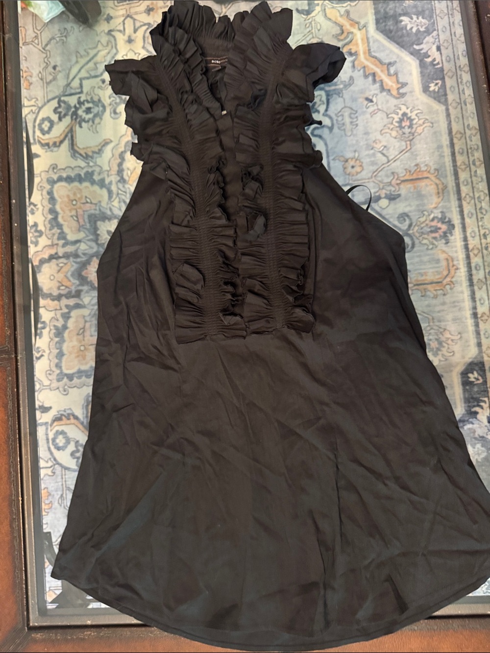 BCBGMaxAzria Black Ruffle Halter top